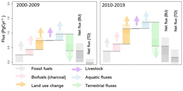 Figure 1: Summarising the key components of the African Carbon Cycle and their change over the first two decades of this century. Figure 1: Summarising the key components of the African Carbon Cycle and their change over the first two decades of this century.